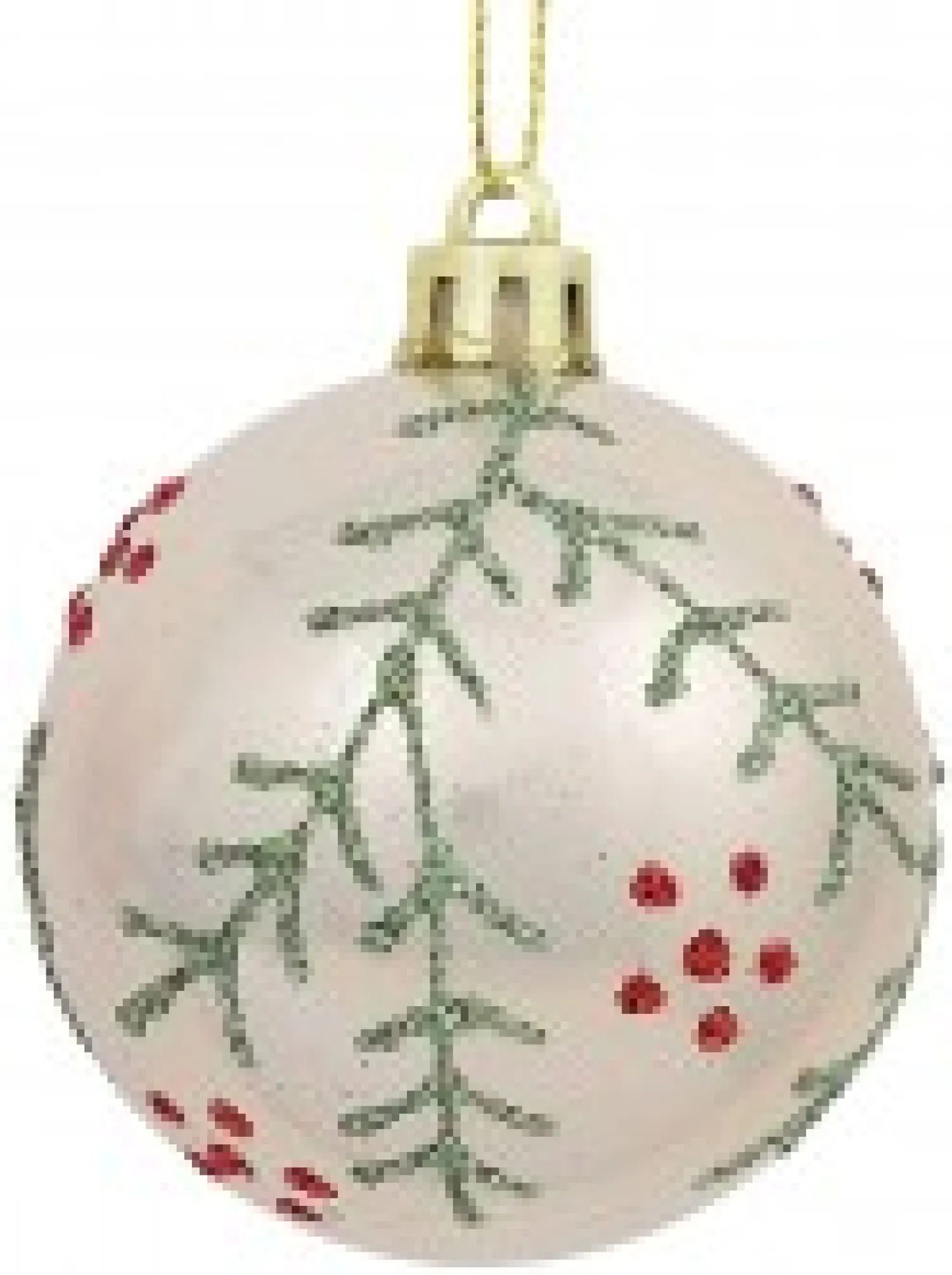 Christmas Warehouse Red & Pearl Christmas Baubles With Glittered Leaves & Dots Pattern - 6 X 60Mm> Bauble Packs