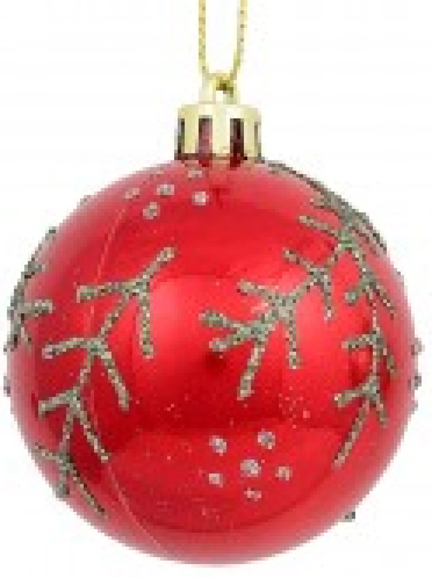 Christmas Warehouse Red & Pearl Christmas Baubles With Glittered Leaves & Dots Pattern - 6 X 60Mm> Bauble Packs