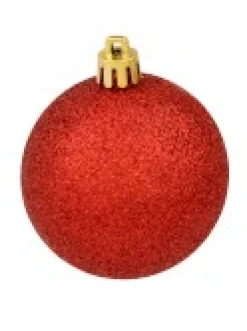 Christmas Warehouse Red & Silver Christmas Baubles With 4 Glitter Designs & Shiny - 9 X 60Mm><noscript><img width=