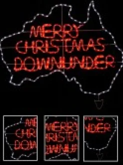 Christmas Warehouse Red & White Merry Christmas Down Under Aussie Rope Light Silhouette - 1.1M> Christmas Light Displays