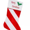Christmas Warehouse Red & White Stripe With Font & Holly Applique Velvet Christmas Stocking - 48Cm> Christmas Stockings