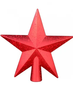 Christmas Warehouse Red 3D Star With Splatter Pattern Christmas Tree Top Decoration - 20Cm> Tree Top Decorations