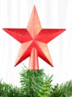 Christmas Warehouse Red 3D Star With Splatter Pattern Christmas Tree Top Decoration - 20Cm> Tree Top Decorations