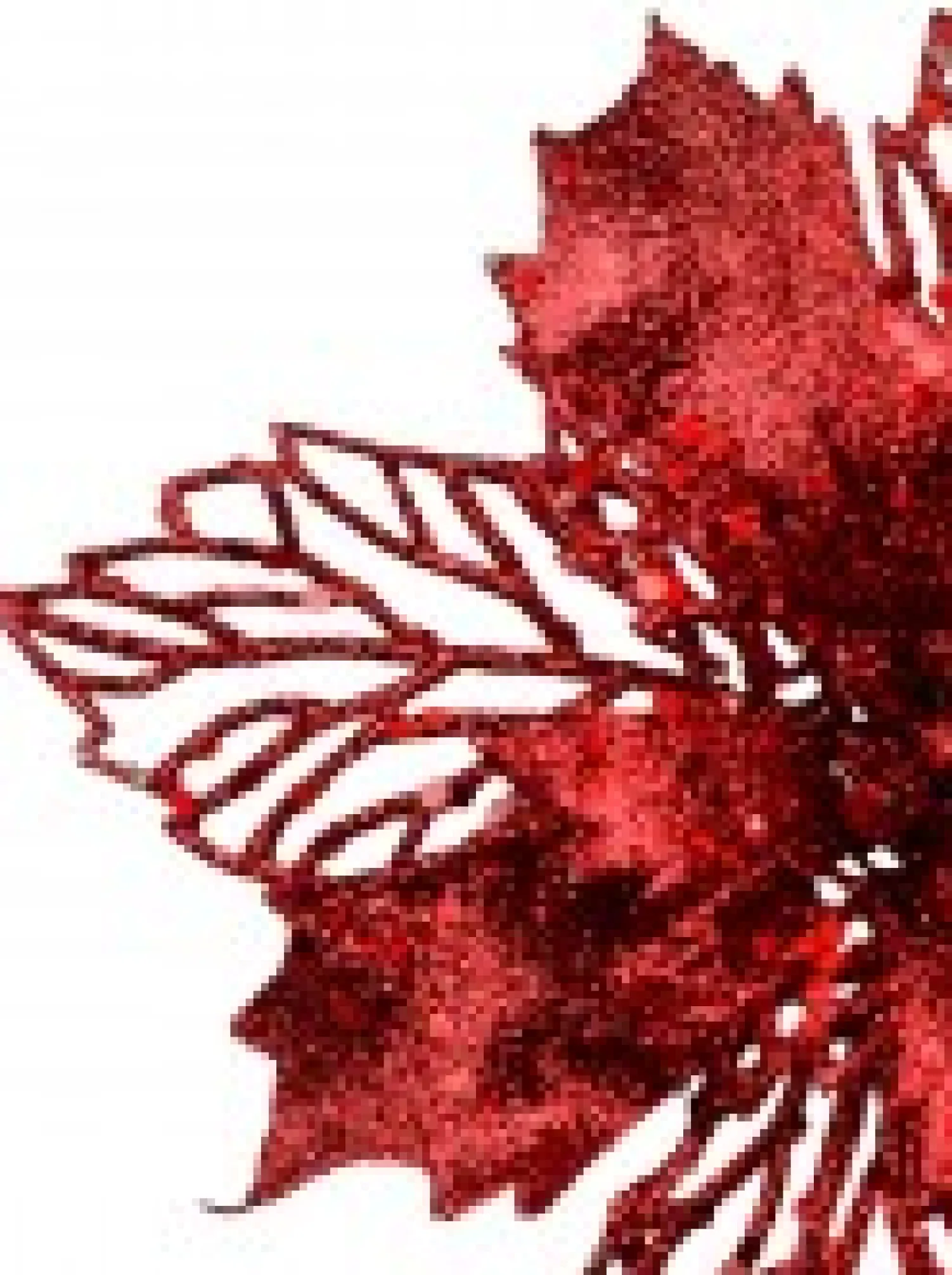 Christmas Warehouse Red Glitter Petal & Leaf Poinsettia Decorative Christmas Flower Pick - 18Cm> Christmas Picks