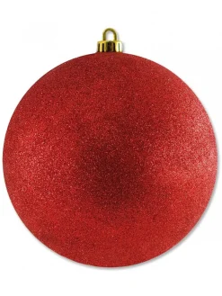 Christmas Warehouse Red Glittered Large Display Bauble Christmas Decoration - 20Cm> Large Display Decorations