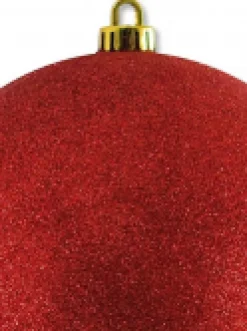 Christmas Warehouse Red Glittered Large Display Bauble Christmas Decoration - 20Cm> Large Display Decorations