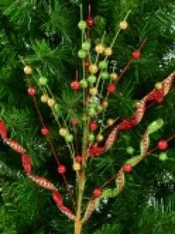 Christmas Warehouse Red, Green & Gold Glitter Balls & Curls Decorative Christmas Spray Stem - 72Cm><noscript><img width=