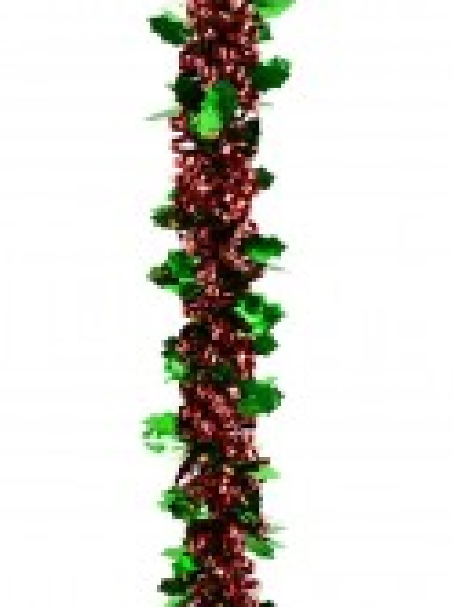 Christmas Warehouse Red Ribbon Look & Green Holly Leaf Christmas Tinsel Garland - 2.7M> Tinsel