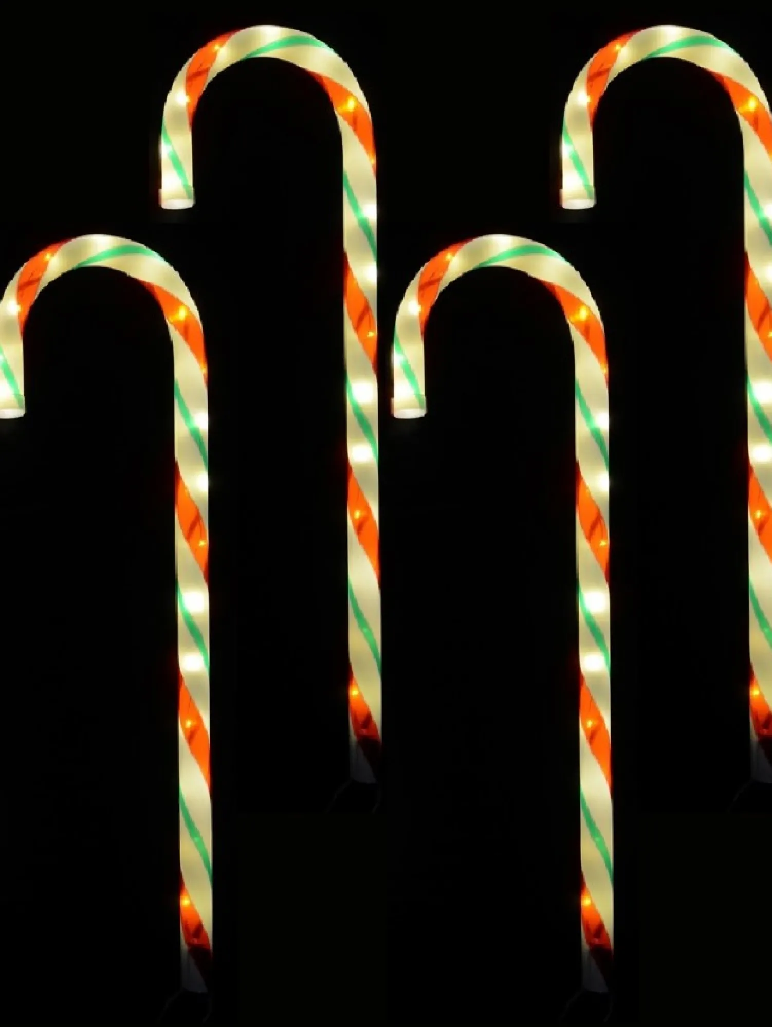 Christmas Warehouse Red, White & Green Stripe Candy Cane Garden Christmas Path Lights - 4 X 60Cm> Path Lights