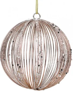 Christmas Warehouse Rose Gold Wire Bauble Shape Christmas Tree Hanging Decoration - 80Mm> Hanging Decorations - Individual