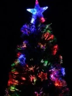 Christmas Warehouse Rotating Fibre Optic Christmas Tree With Baubles, Stars & 230 White Tips - 1.8M><noscript><img width=