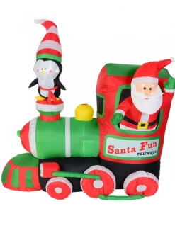 Christmas Warehouse Santa Fun Railways Train Illuminated Christmas Inflatable Display - 1.8M> Inflatable Displays