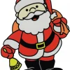 Christmas Warehouse Santa With Bell & Gift Sack Gel Christmas Window Cling Decoration - 17Cm> Window Decals, Stencils & Stickers
