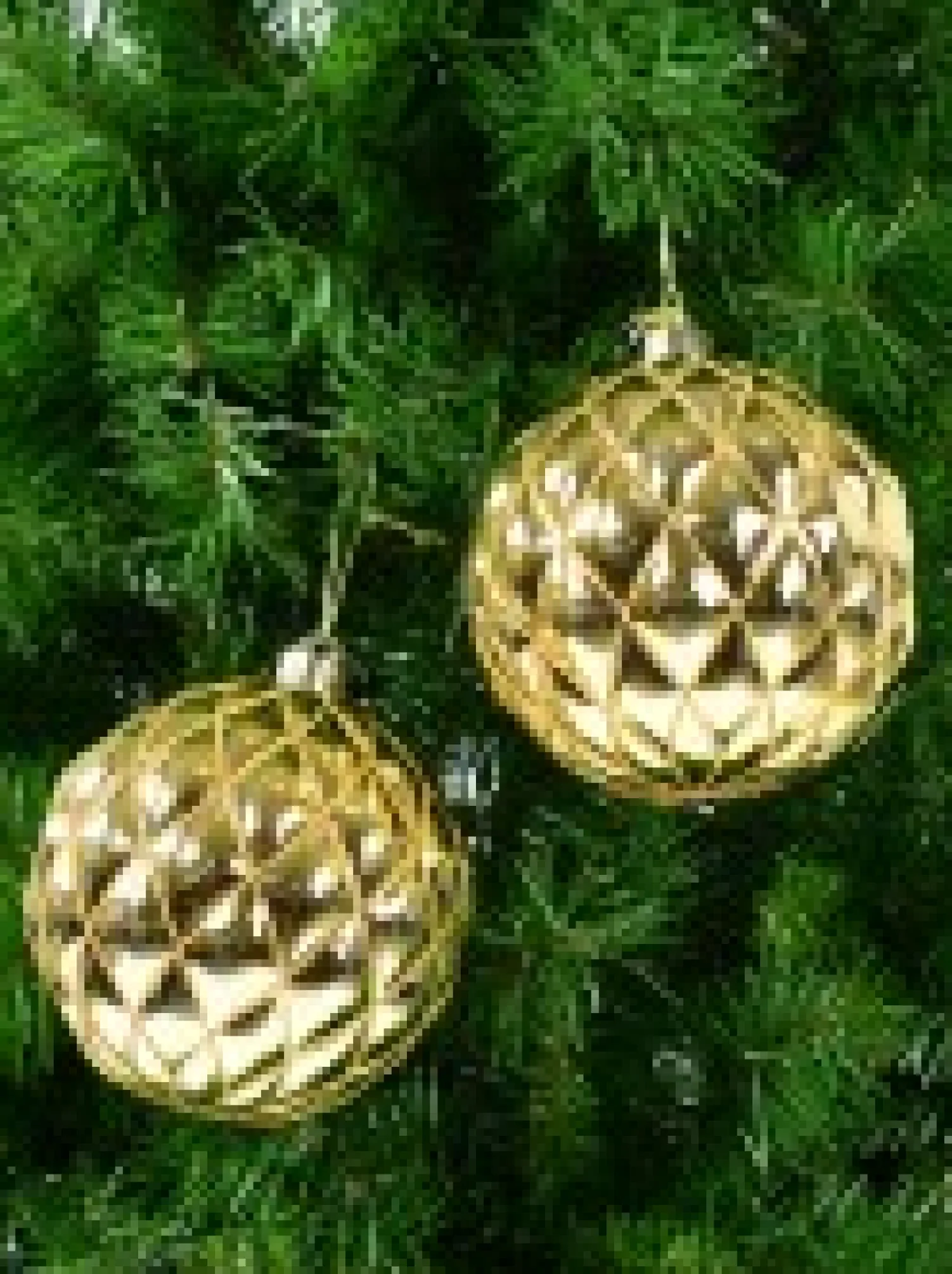 Christmas Warehouse Shiny Gold With Diamond Pattern Convex Textured Large Baubles - 2 X 15Cm> Bauble Packs