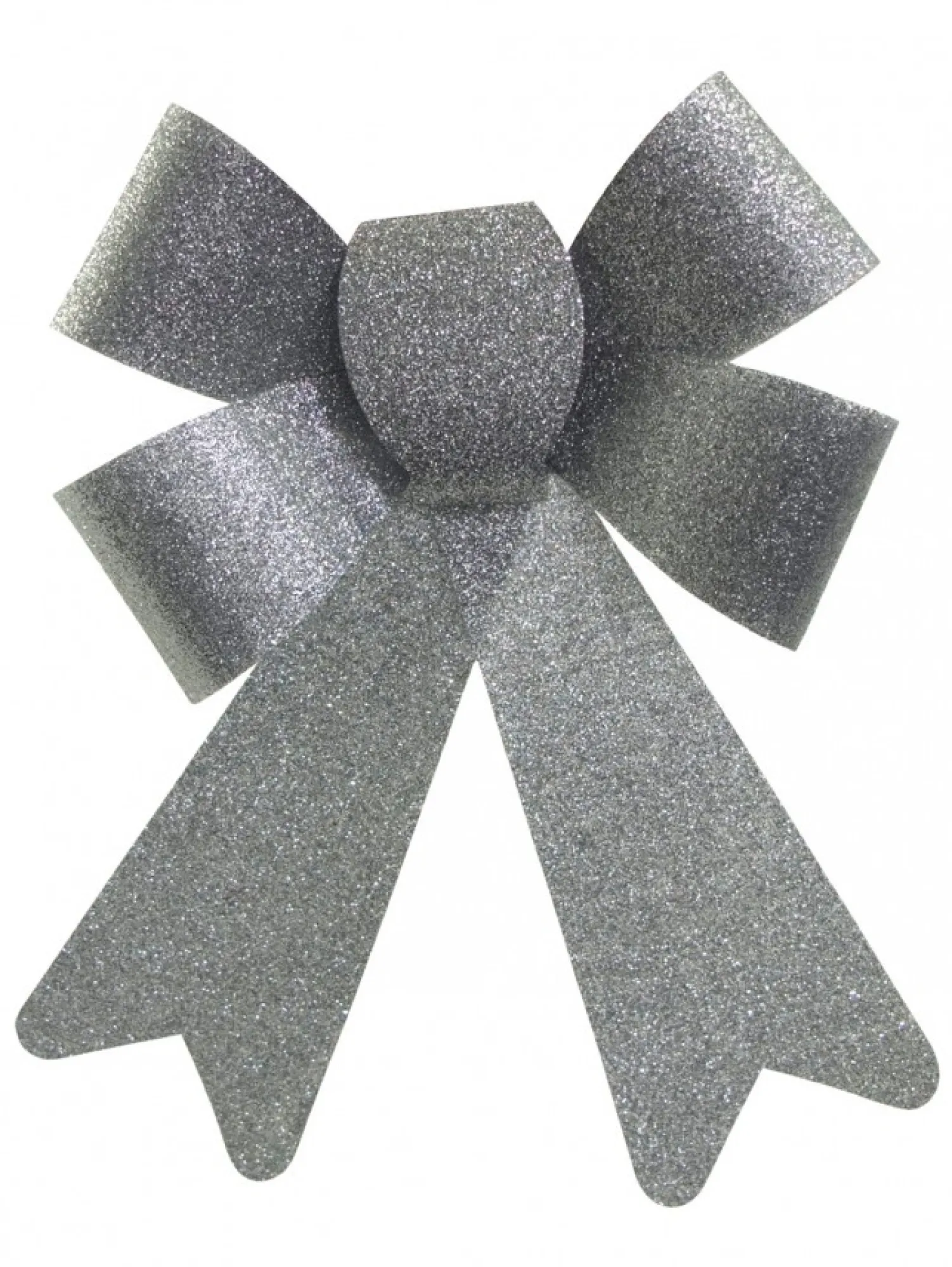 Christmas Warehouse Silver Glitter Pvc Christmas Tree Bow Decoration - 24Cm> Christmas Bows
