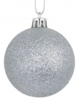 Christmas Warehouse Silver Glittered, Matte & Metallic Christmas Bauble Decorations - 12 X 60Mm><noscript><img width=