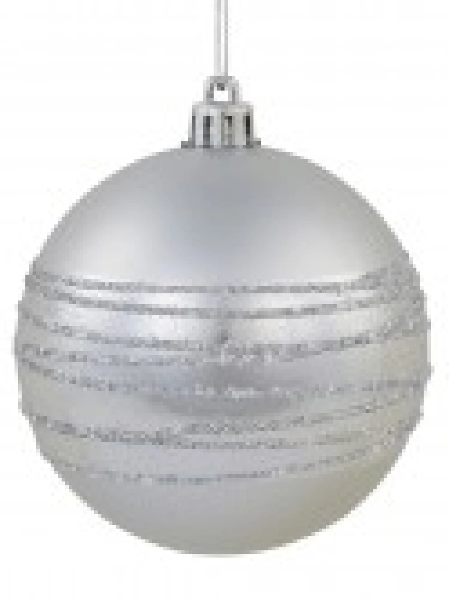 Christmas Warehouse Silver Matte Baubles With Thick Shiny & Thin Glittered Stripes - 4 X 80Mm> Bauble Packs