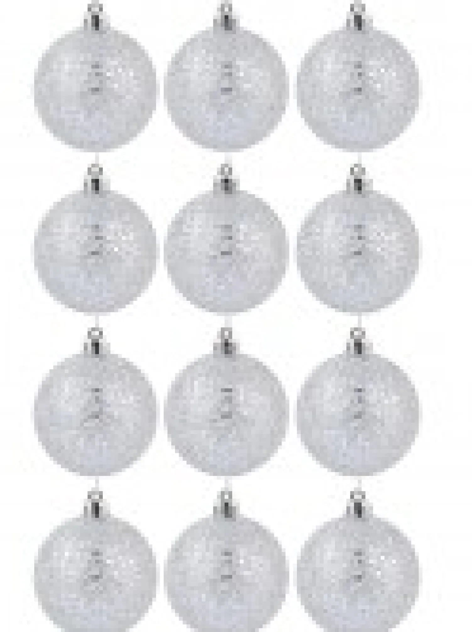 Christmas Warehouse Silver Metallic Sequins & Glitter Coated Christmas Baubles - 12 X 60Mm> Bauble Packs
