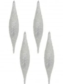 Christmas Warehouse Silver With Frost Look Pine Cone Shape Bauble Hanging Decorations - 4 X 33Cm> Hanging Decorations - Packs