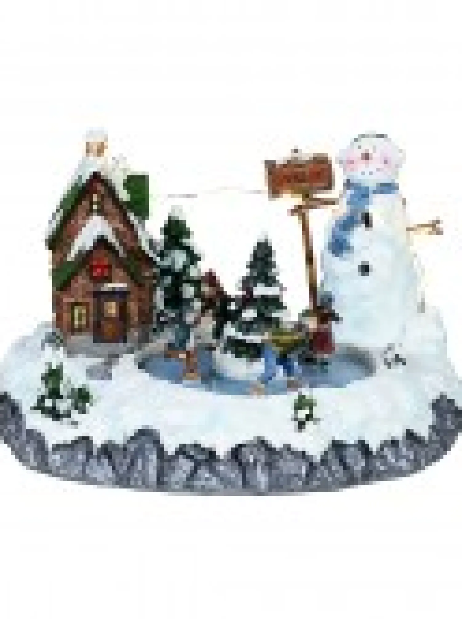 Christmas Warehouse Snow Day! Skating Around A Frozen Pond Christmas Village Scene - 26Cm> Christmas Village Scenes