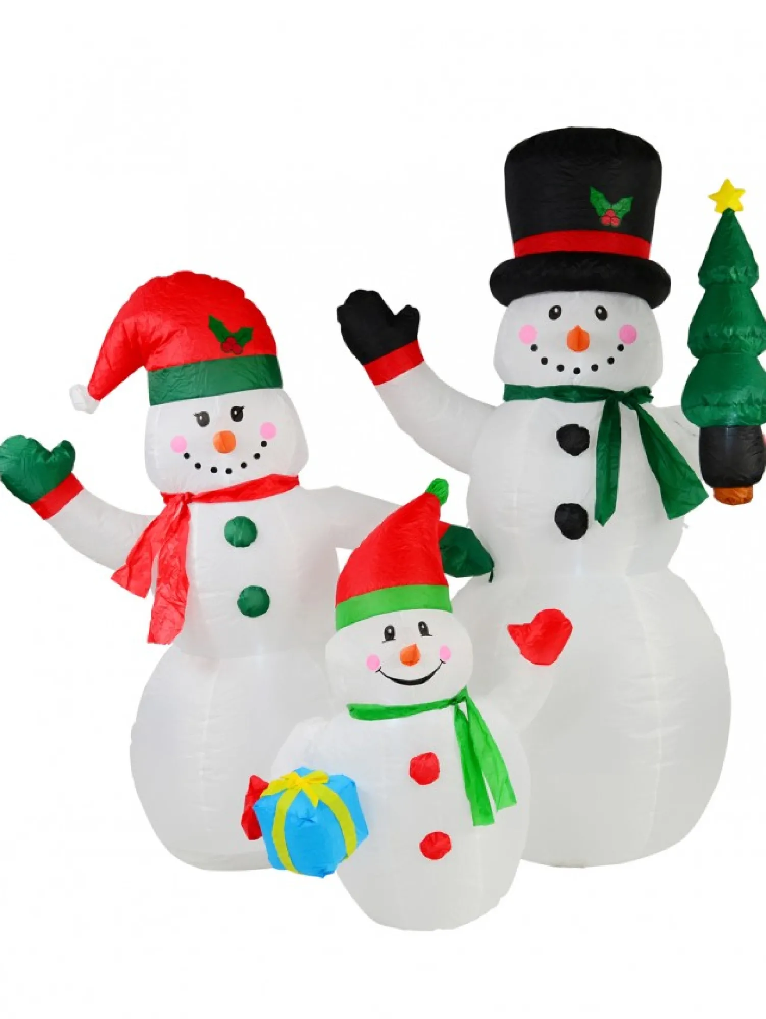 Christmas Warehouse The Joyous Snowman Family Illuminated Christmas Inflatable Display - 2.2M> Inflatable Displays