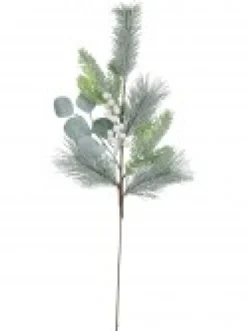 Christmas Warehouse Three Style Leaf With White Berries Decorative Christmas Pine Stem - 70Cm> Christmas Stems