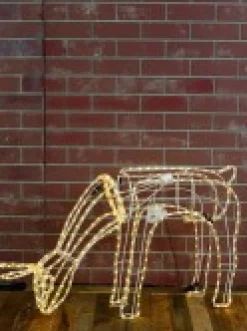 Christmas Warehouse Warm White Led Large Feeding Reindeer Cow 3D Rope Light Silhouette - 1.2M><noscript><img width=