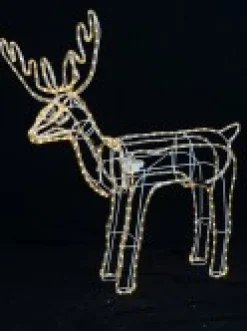 Christmas Warehouse Warm White Led Large Standing Reindeer Bull 3D Rope Light Silhouette - 1.1M> Christmas Light Displays - 3D
