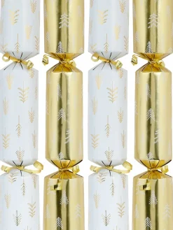 Christmas Warehouse White & Gold With Pine Christmas Tree Branches Print Bon Bons - 50 X 30Cm> Christmas Cracker Bon Bon Catering Packs (50 Per Pack)