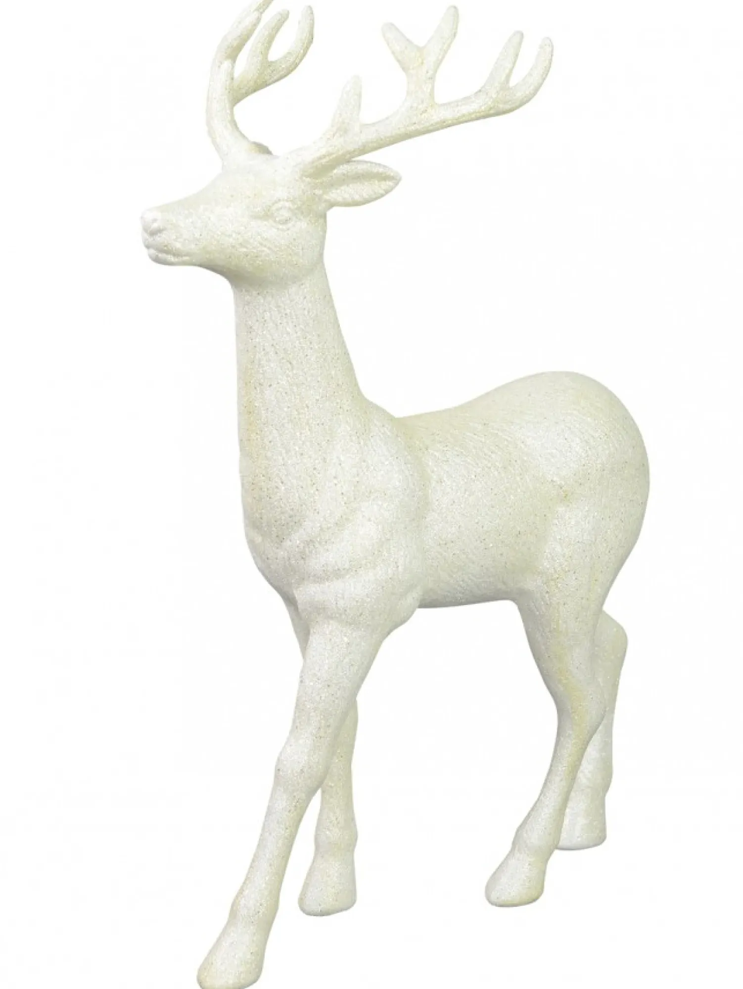 Christmas Warehouse White & Iridescent Glittered Standing Christmas Reindeer Ornament - 45Cm> Reindeer