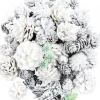 Christmas Warehouse White Glittered Assorted Natural Pine Cones & Foliage Decoration Mix - 300G> Natural Christmas Decorations