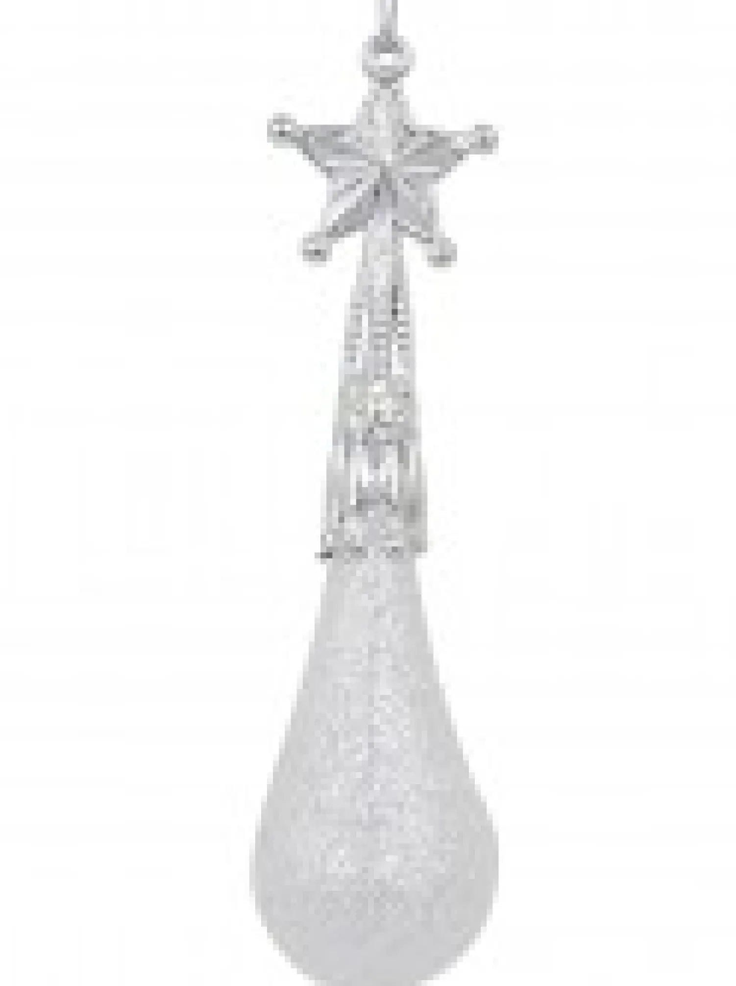 Christmas Warehouse White Glittered Teardrop Christmas Tree Hanging Decorations - 8 X 11Cm> Hanging Decorations - Packs