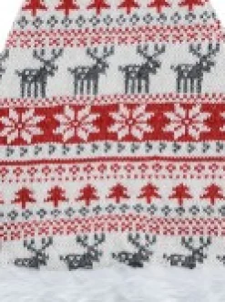 Christmas Warehouse White, Red & Grey Knitted Sweater Look Santa Hat - One Size Fits Most><noscript><img width=