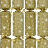 Christmas Warehouse White Stars Pattern Design On Gold Christmas Cracker Bon Bons - 50 X 30Cm> Christmas Cracker Bon Bon Catering Packs (50 Per Pack)