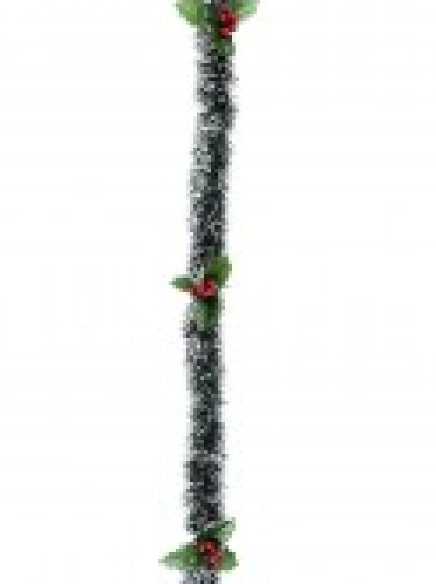 Christmas Warehouse White Tip Pine Needle With Holly Christmas Tinsel Garland - 2.7M> Tinsel