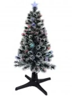 Christmas Warehouse White Tips With Baubles & Stars Rotating Fibre Optic Christmas Tree - 1.2M><noscript><img width=