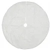 Christmas Warehouse White Velvet With Silver Print & Cord Trim Christmas Tree Skirt - 1.2M> Tree Skirts