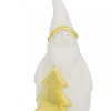 Christmas Warehouse White Winter Santa With Gold Tree Ceramic Christmas Ornament - 15Cm> Ceramic Christmas Ornaments