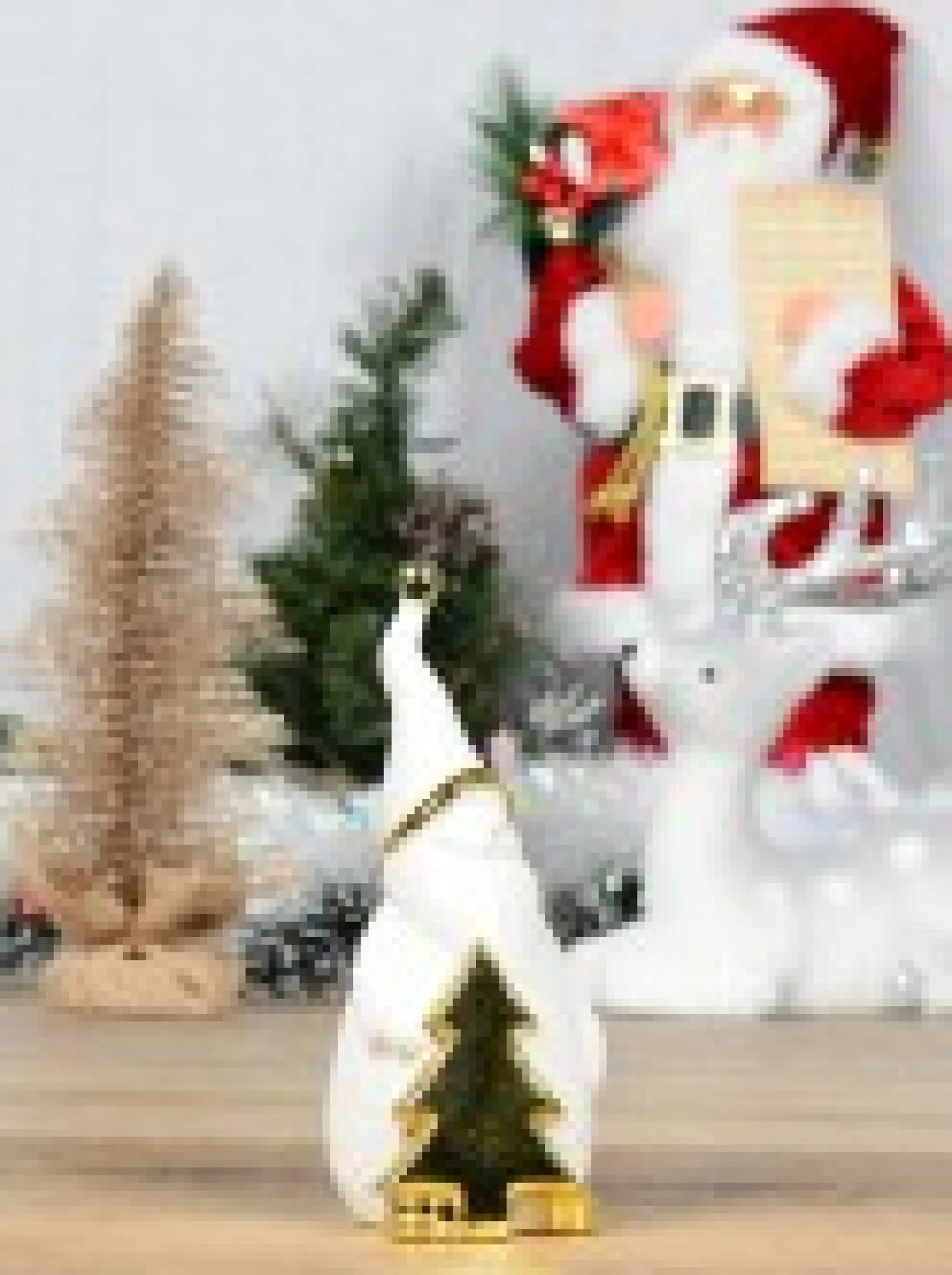 Christmas Warehouse White Winter Santa With Gold Tree Ceramic Christmas Ornament - 15Cm> Ceramic Christmas Ornaments