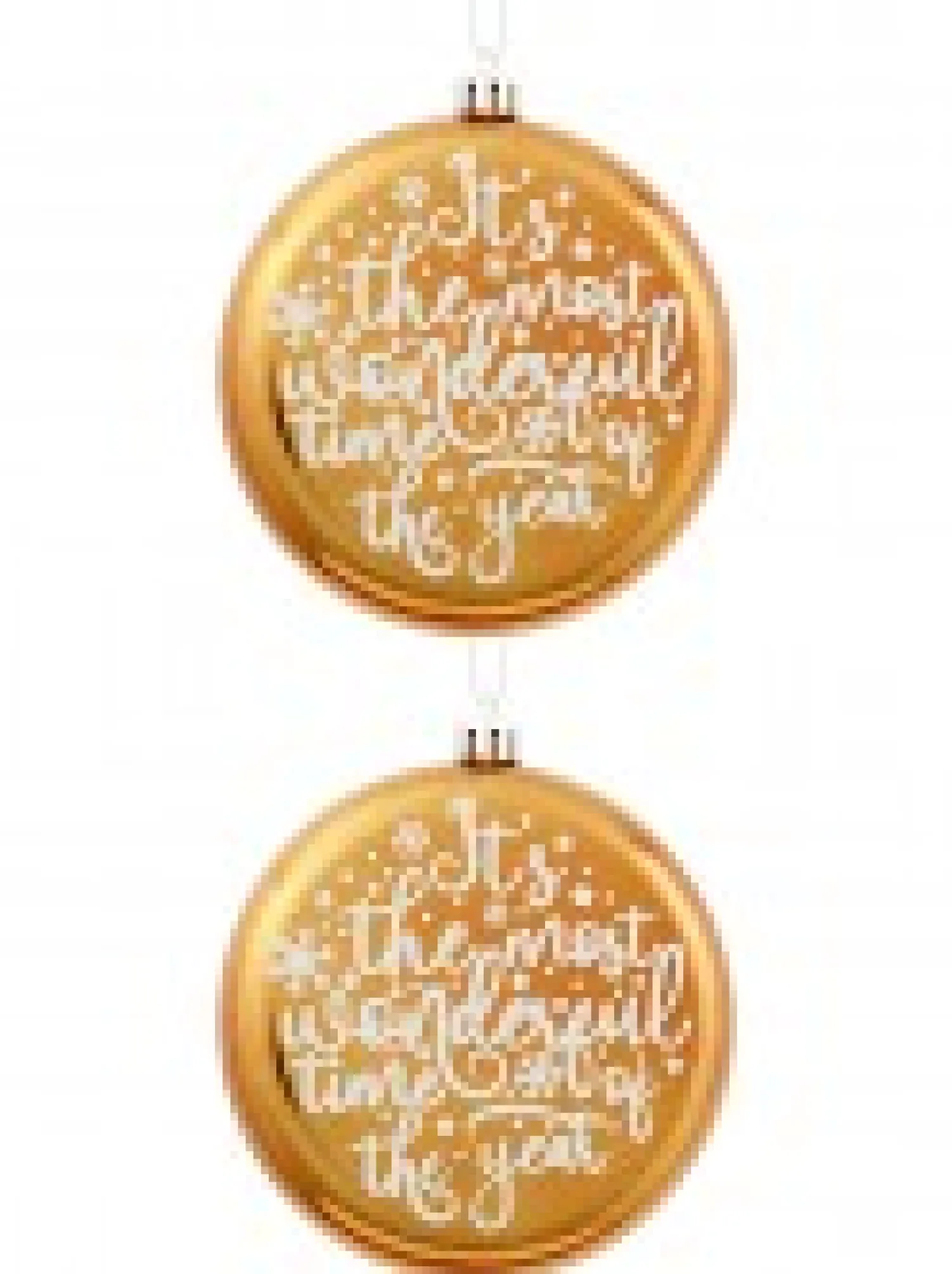 Christmas Warehouse Wonderful Christmas Font On Gold Disc Tree Hanging Decorations - 2 X 11Cm> Hanging Decorations - Packs